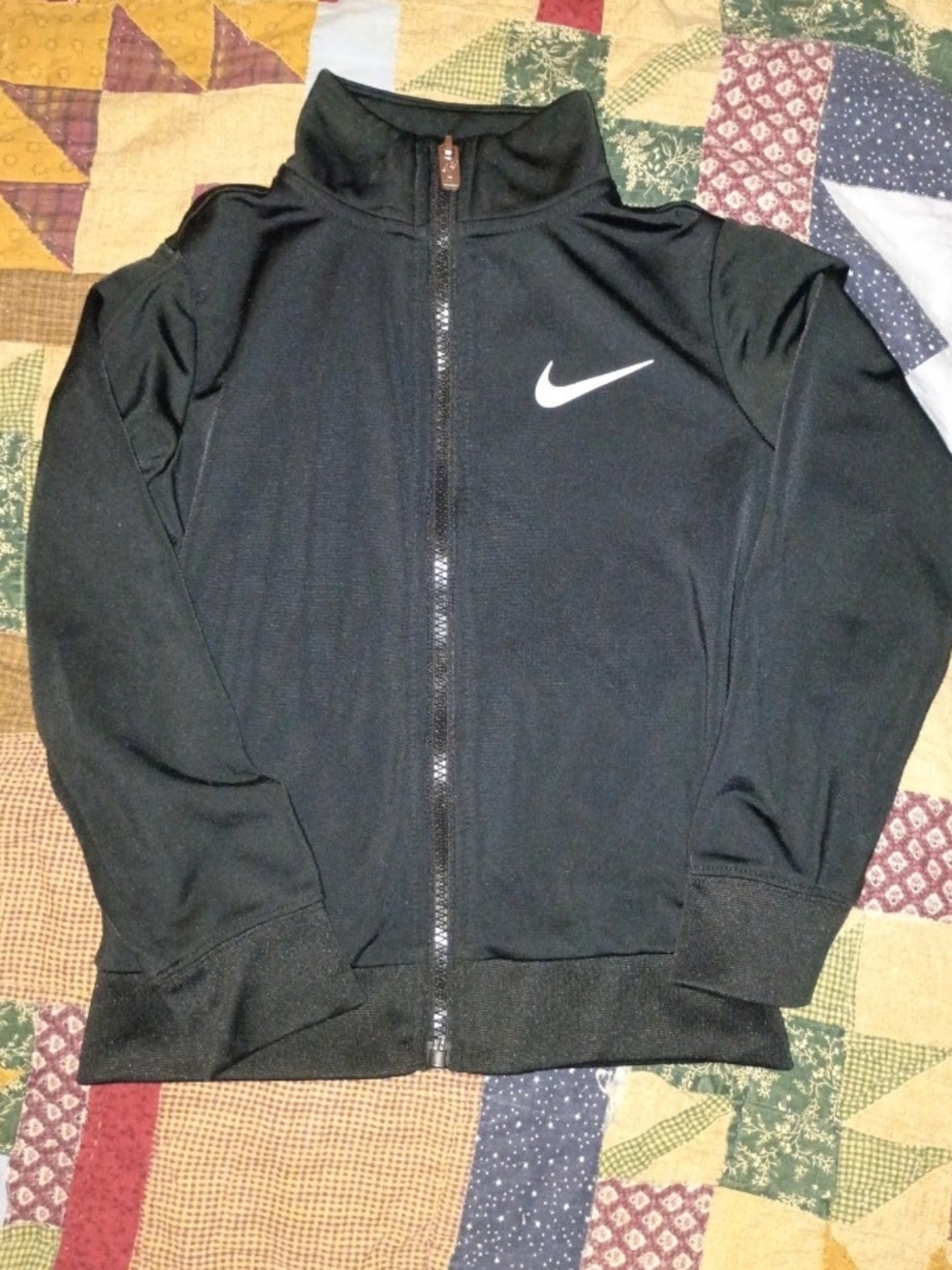 Nike Black Kids Full-Zip Track Jacket with White Swoosh